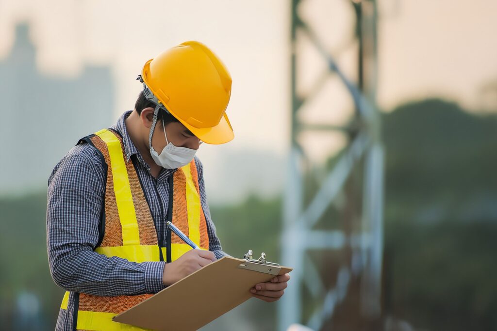Expert witness investigating underground construction defect with site inspection tools