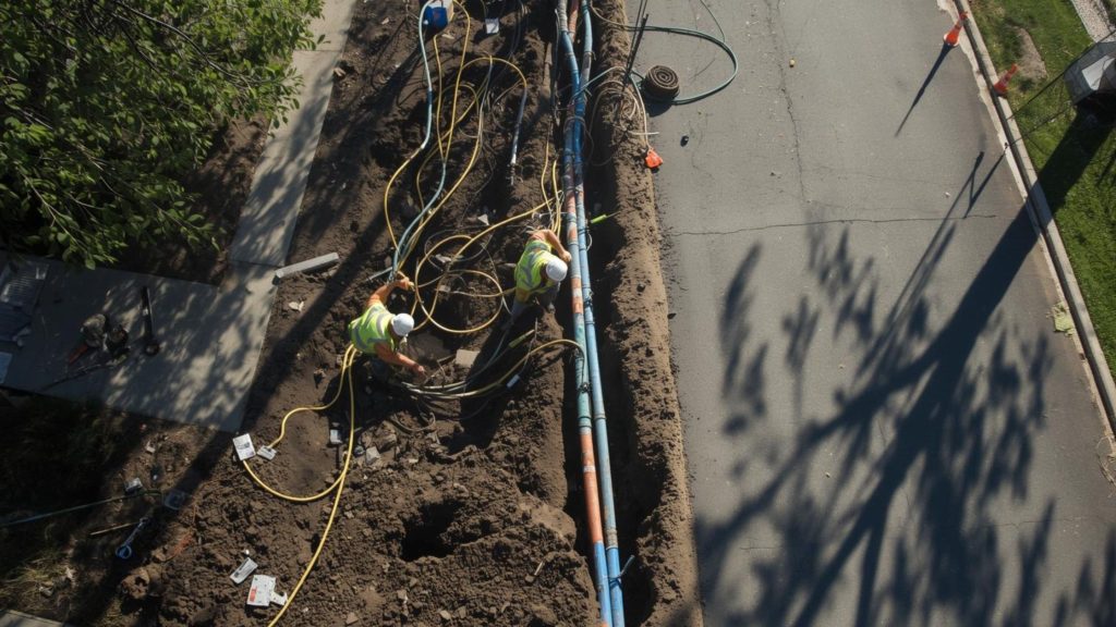 Fiber optic utility trenching project highlighting quantity take-off requirements in telecommunications construction