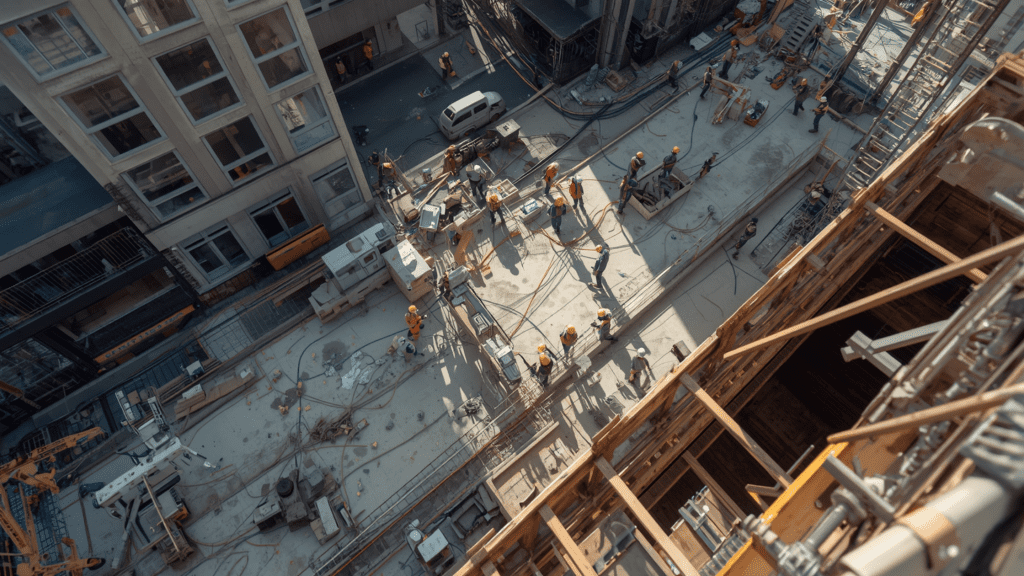 Construction labor inefficiency caused by site congestion and poor coordination