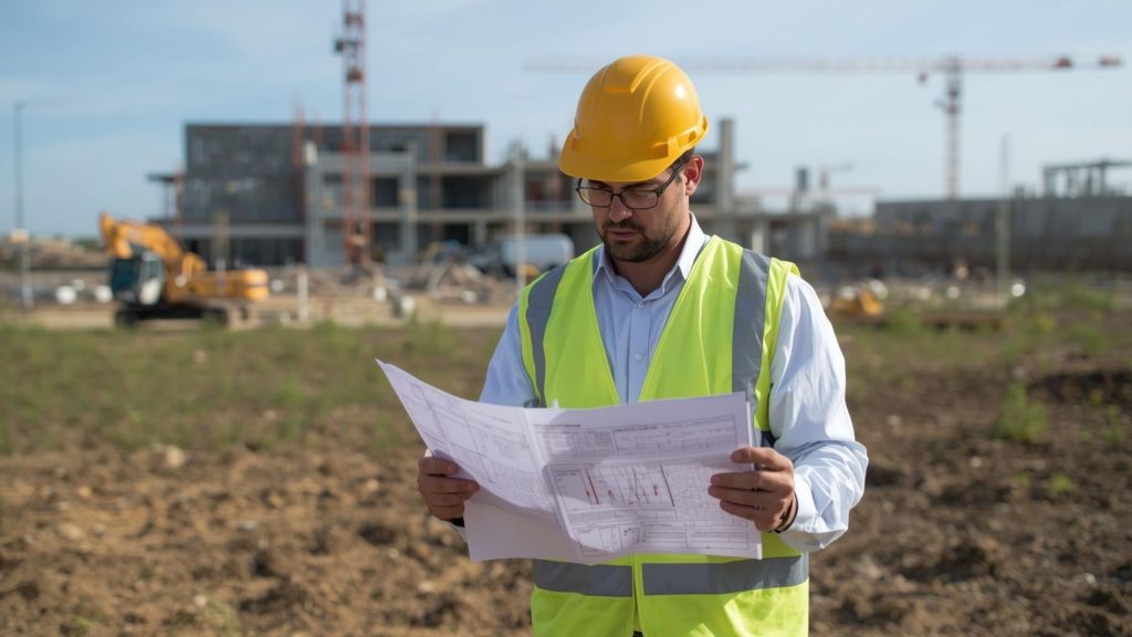 Construction expert witness reviewing documentation for slip and fall litigation support