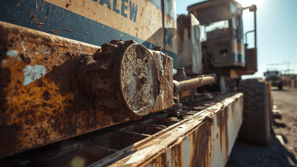Vehicle maintenance negligence identified during fleet inspection on construction equipment