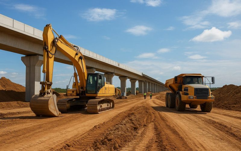 General engineering contracting civil construction project with heavy equipment